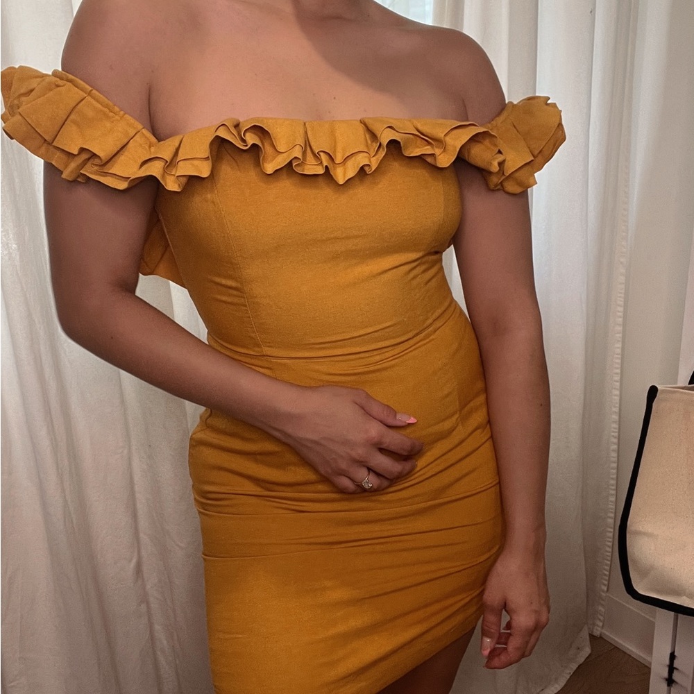 Revolve Yellow Off The Shoulder Dress